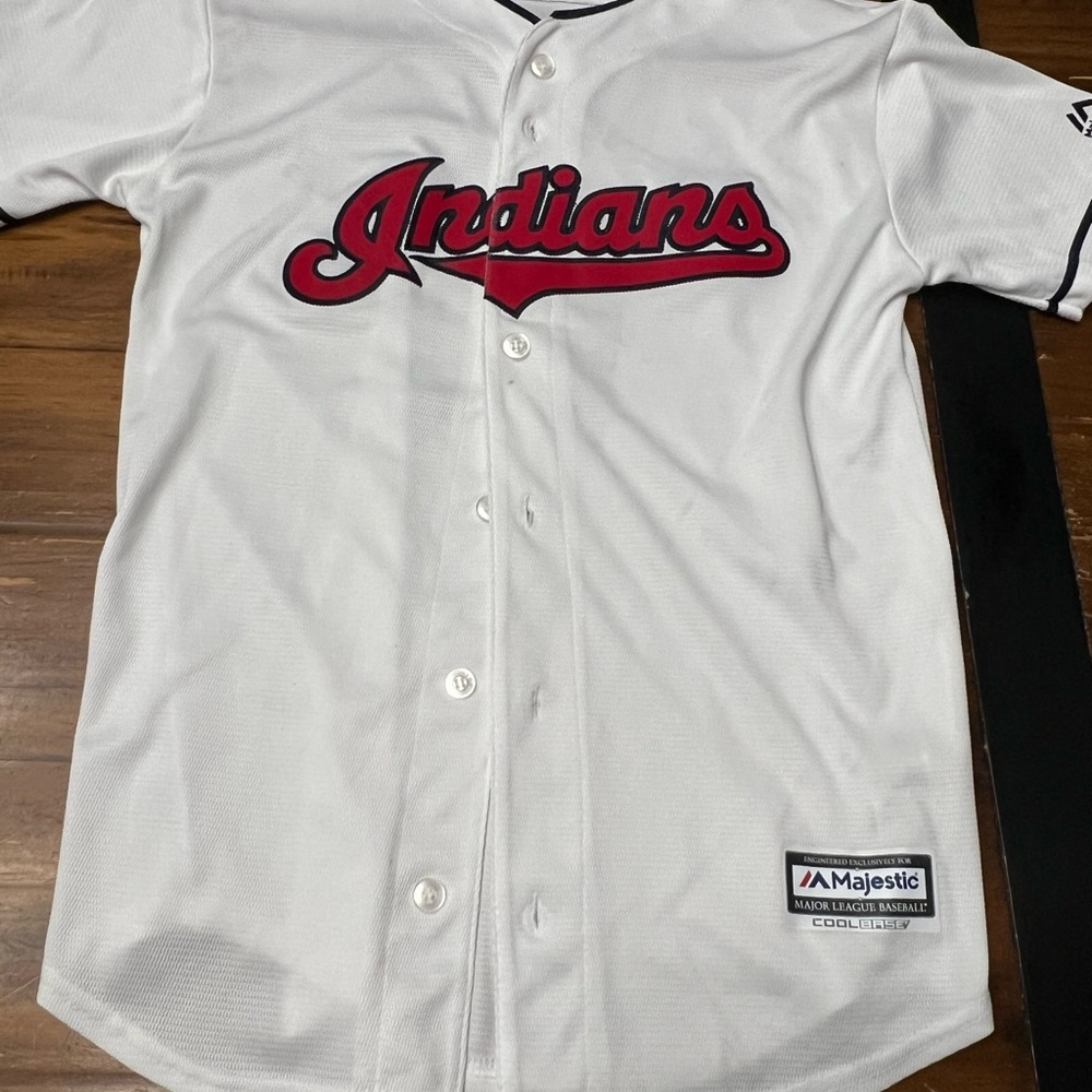 Majestic White and Red Kids Jersey